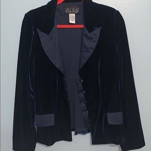Navy blue velvet blazer